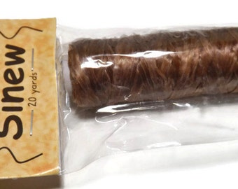 Artificial Sinew - 70lb strength - Bobbin Size - 20 yards -Brown in Color - Rendezvous, Pow Wows, & Native American Jewelry