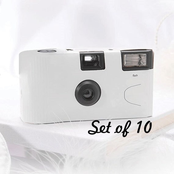 10 Disposable Cameras Wedding Favor White Camera White