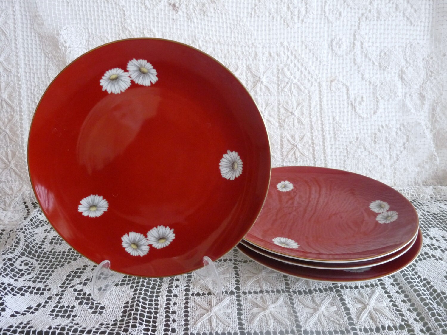 NORITAKE Made in Japan Set of 4 Rustic Orange Red Nippon