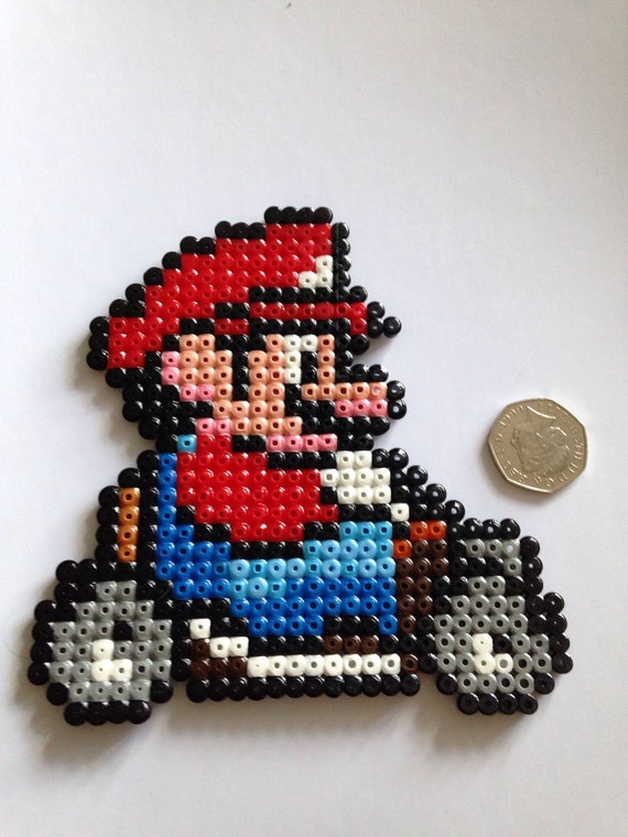 Items similar to Super mario kart perler bead creation hama fuse art ...