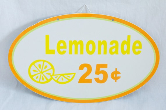 Sale Vintage Metal Wall Sign Lemonade 25 Cents