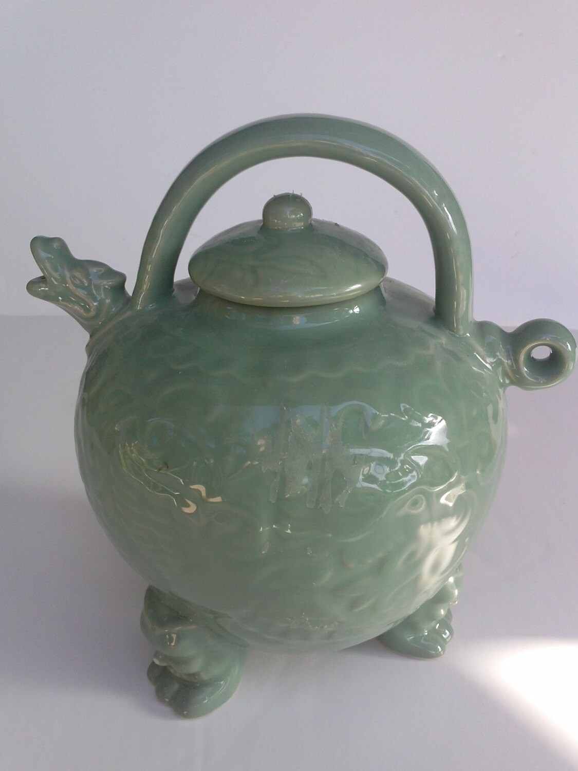 Asian Dragon Green Tea Pot Charming Tea Service or Lovely Home