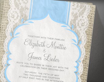 Blue Vintage Lace Wedding invites