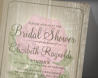 Brown Rustic Floral Bridal Shower invites