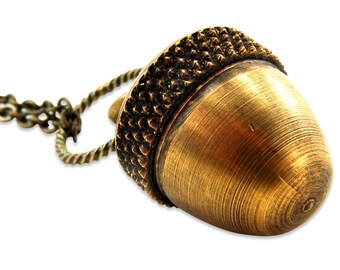 Acorn with A Secret Locket Necklace - Capsule Canister Necklace - Secret Stash, Cremation Jewelry 2010