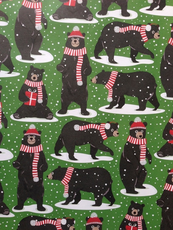 Holiday Bears Wrapping Paper 1 Roll. Holiday by DandelionPaper