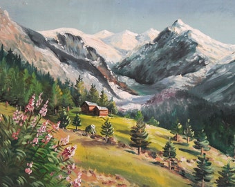 Vintage landcape oil painting impressionism
