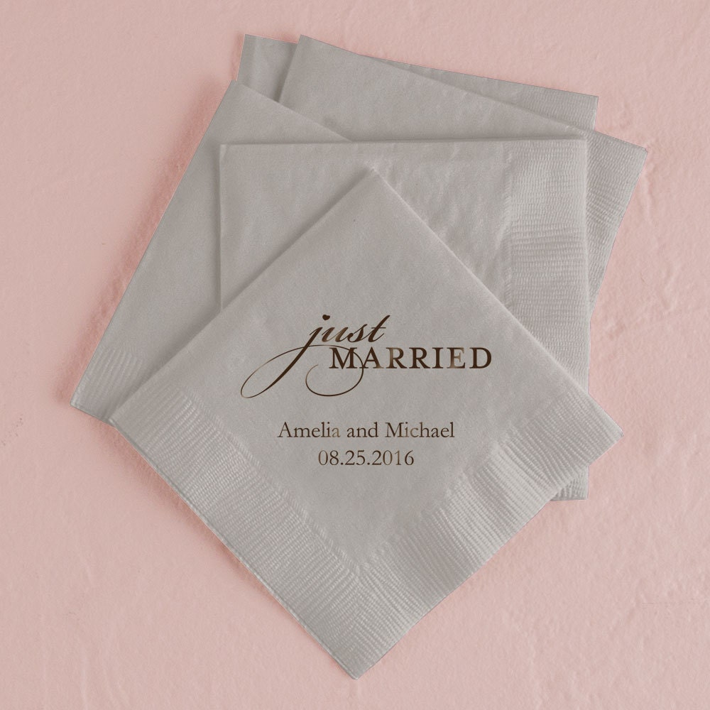 Set Of 100 Wedding Napkins Paper Napkin Just Married   Il Fullxfull.634531761 Izv6 