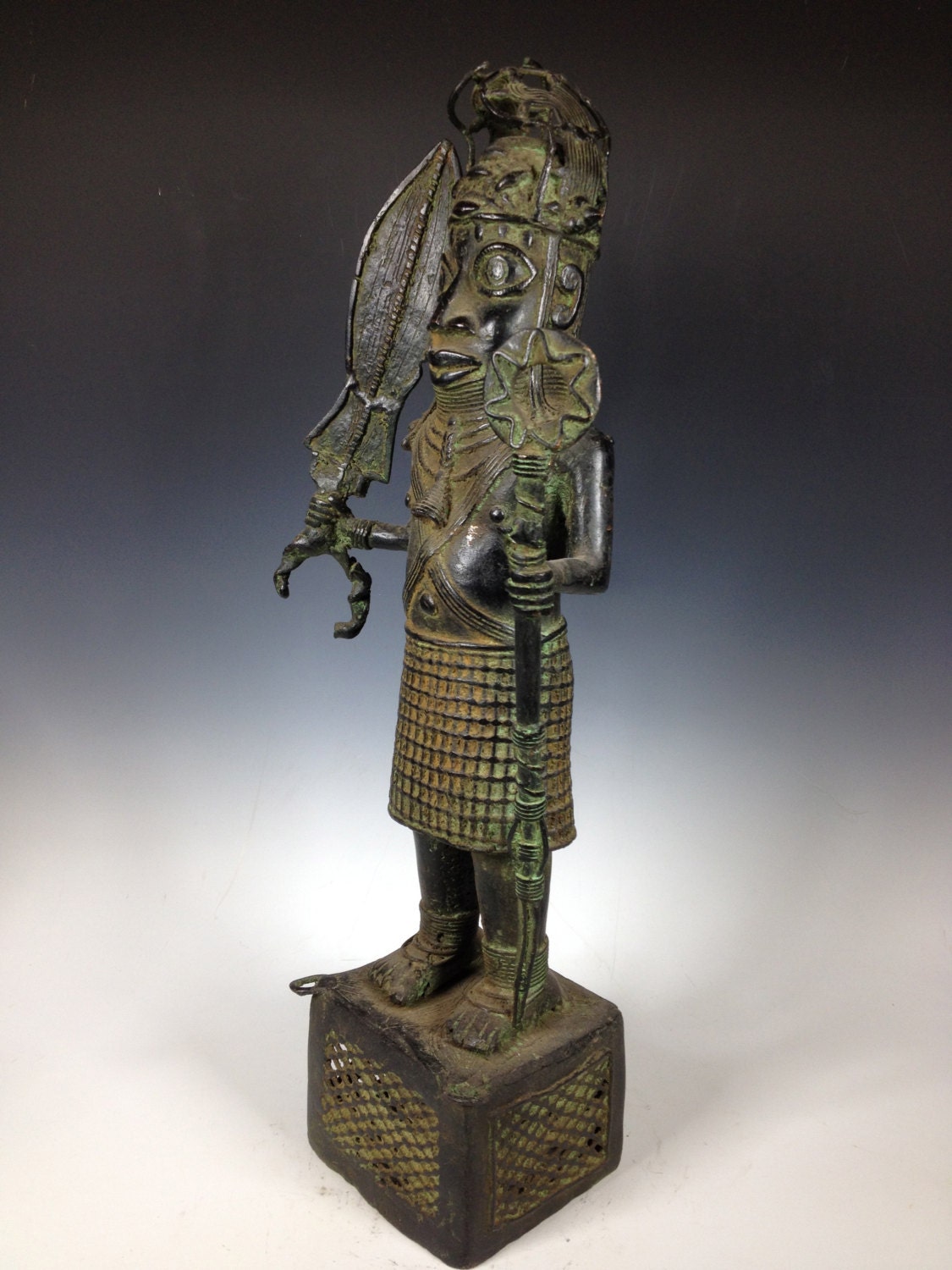 African Art Tribal Art Benin Bronze Warrior Statue From