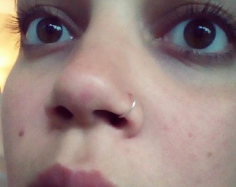 Sterling Silver Nose Ring Hoop (22 Gauge). Ears, Cartilage, Tragus, Rook, Eyebrow, etc.