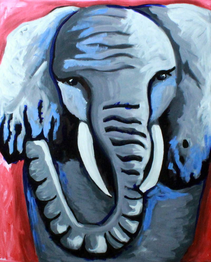 Acrylic Elephant Painting on Canvas 30 x 24 by TYMONMEDIA on Etsy