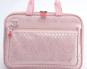 Crocodile 12 Inch New MacBook Laptop Bag/ Shoulder Laptop Bag / Removeable Shoulder Stap/ Padded Laptop Bag - Pink (Bisque)