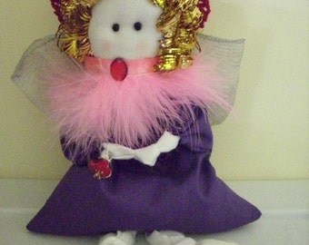 Red Hat Lady Hand-Made Shelf-Sitter Angel Doll