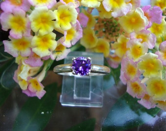 Ring - Purple Amethyst in eco friendly sterling silver from recycled sources - Custom Made in your Size -USA- February birthstone - IMAGINE