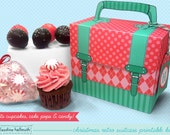 christmas cake pop and cupcake box - holds cookies, candy, party treat and favor box, printable PDF kit - INSTANT download Il_170x135
