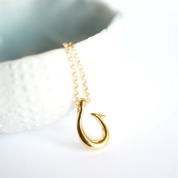 Hawaiian Fish Hook Necklace gold Makau Necklace gold