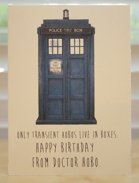 Doctor Who Birthday card Tardis Dr Who geeky party