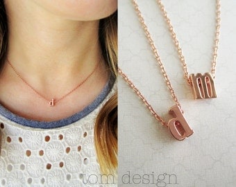 Initial Necklace Lowercase - Gold Silver Rose Gold Pink Gold Letter Neckalce Custom Personalized Jewelry Bridesmaid Gift Wedding Dainty