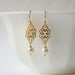 LAST ONE Pearl Filigree Dangle Earrings