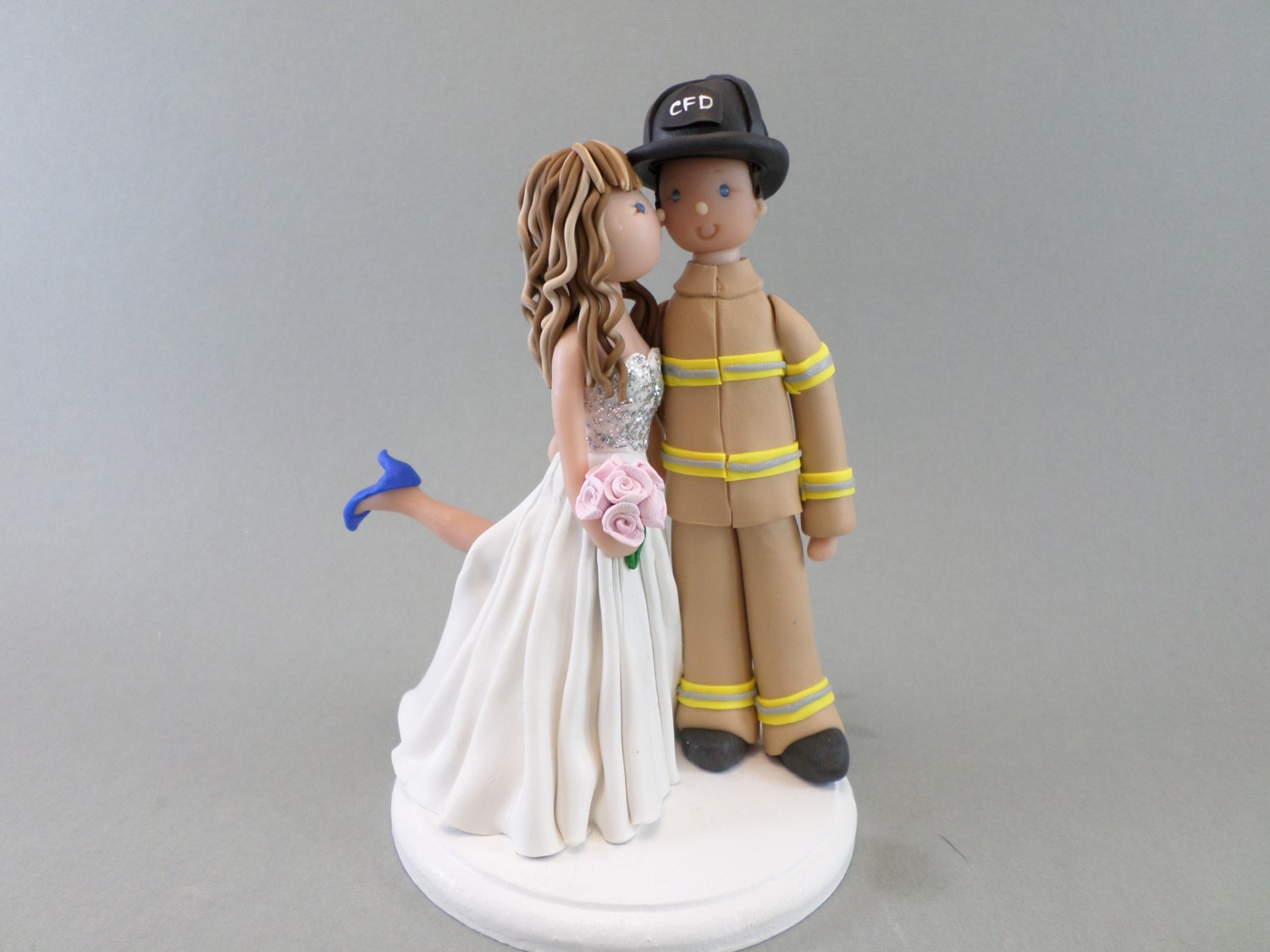 Custom Handmade Firefighter Wedding Cake Topper