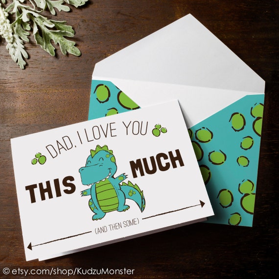 INSTANT DOWNLOAD cute dinosaur Father's Day card print at home t-rex I ...