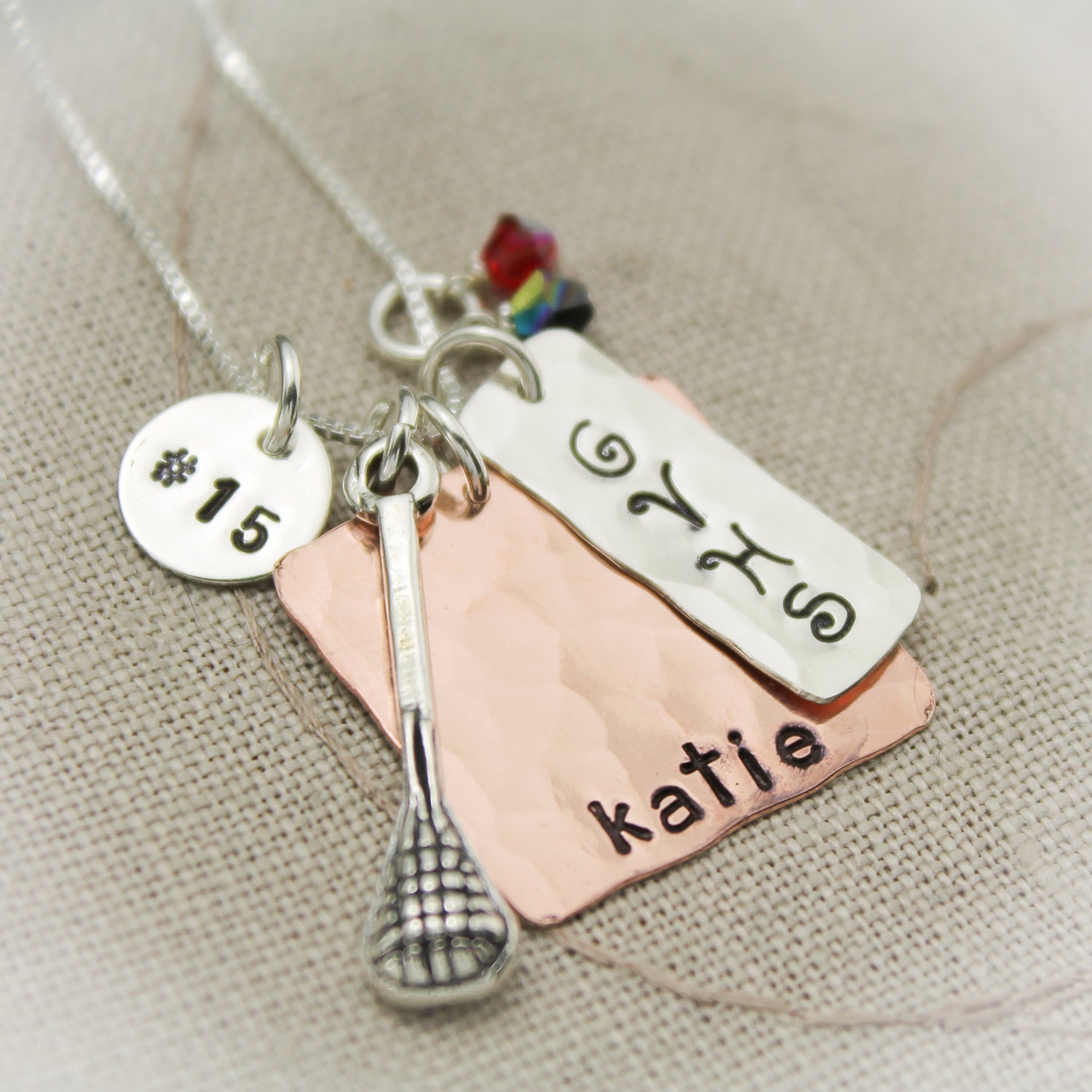 Athlete Necklace with Name Number and Colors Lacrosse Field