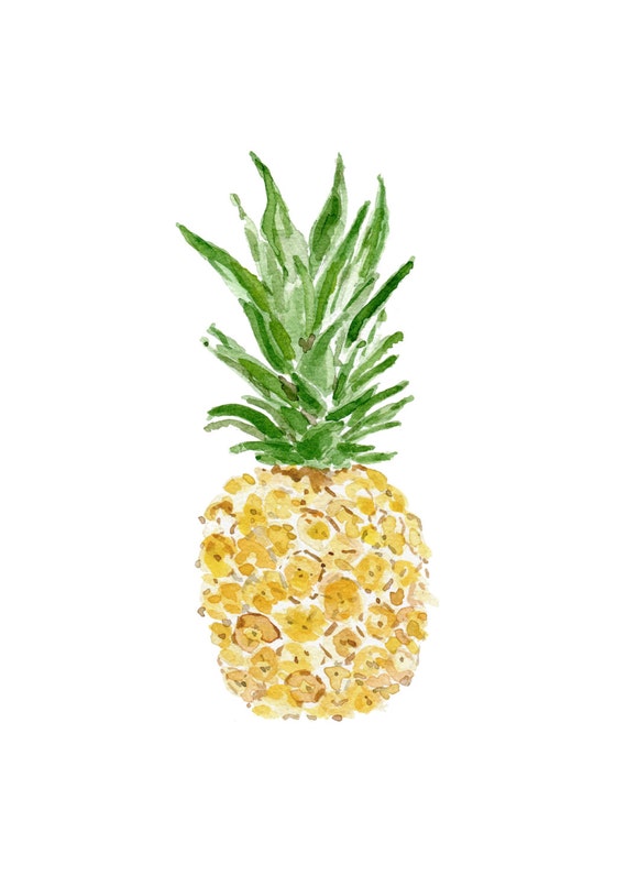 Pineapple original watercolor painting tropical by TheJoyofColor