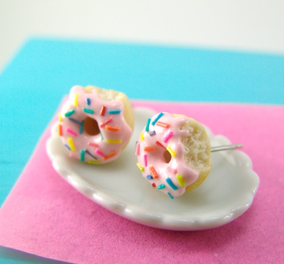 Cute donut earrings with sprinkles