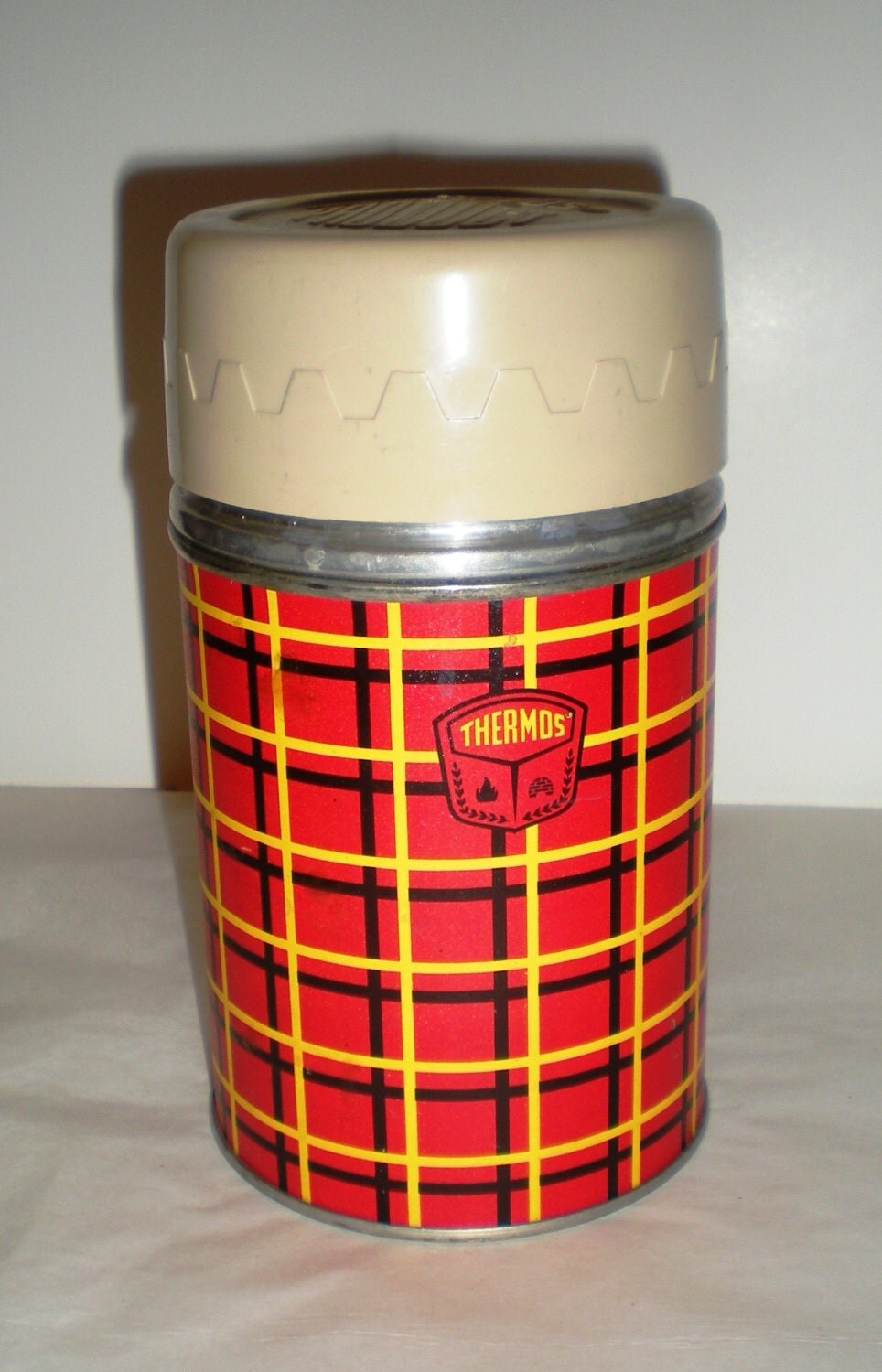 Red Plaid Lunch Box Thermos Vintage by MyHeirloomCharms on Etsy