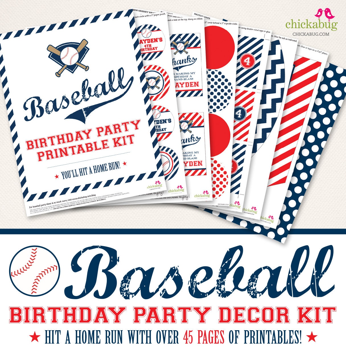 Baseball Birthday Party printable decor kit Over 45 pages of