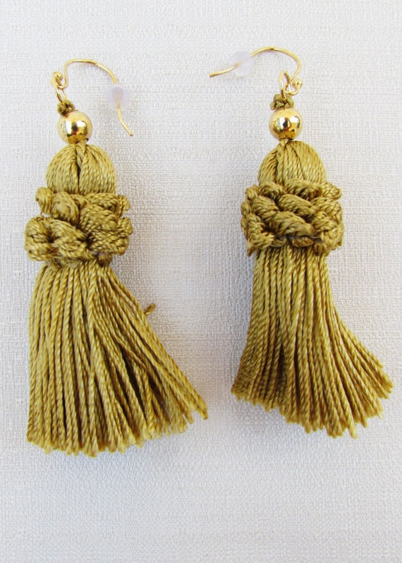 Items similar to Vintage Tassel Earrings w/ Gold on Etsy