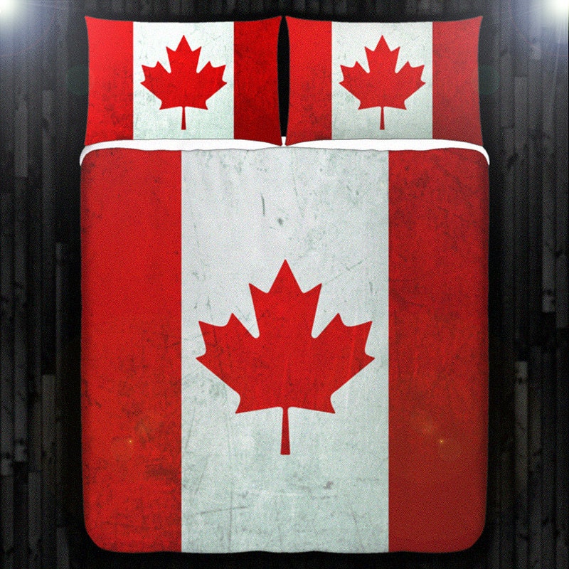 Red Maple Leaf Canada Flag Duvet Cover Bedding Queen Size King Zoom