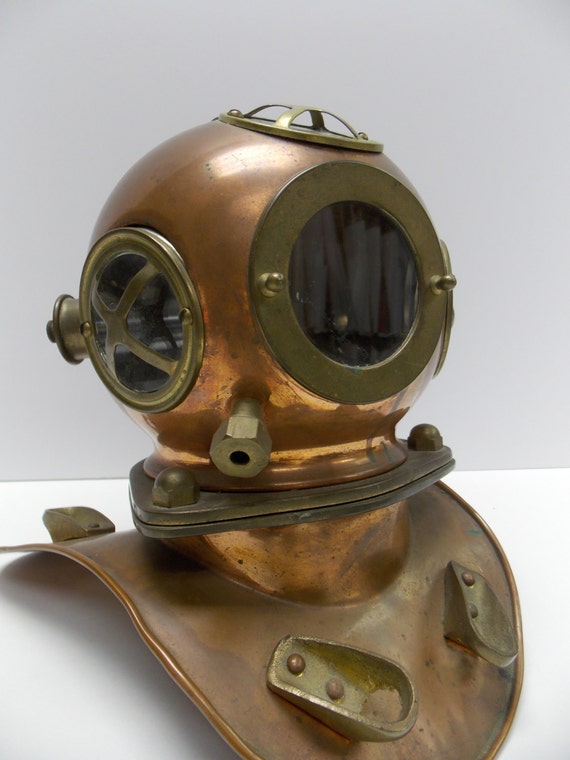 Vintage Diving Helmet Submarine Copper and Brass by SalvageRelics