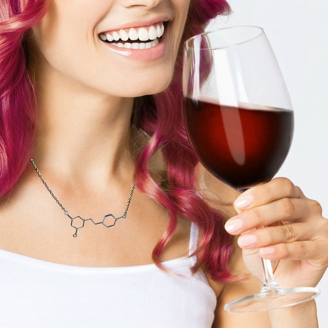 Resveratrol Necklace Red Wine Molecule Gift for a Wine