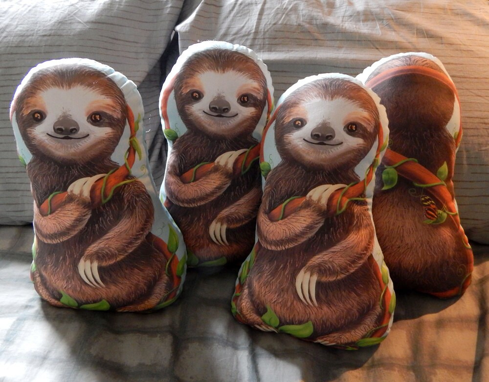Three Toed Baby Sloth Stuffed Toy Pillow