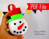 Snowman Christmas Ornament PDF Cookie Sewing pattern , Kids craft Project y Instant Download Ornament File A872 Il_170x135
