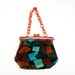 Vintage 1940s Bakelite and Velvet Tapestry Purse With Tortoise Shell Chain Handle Pin Up Glam