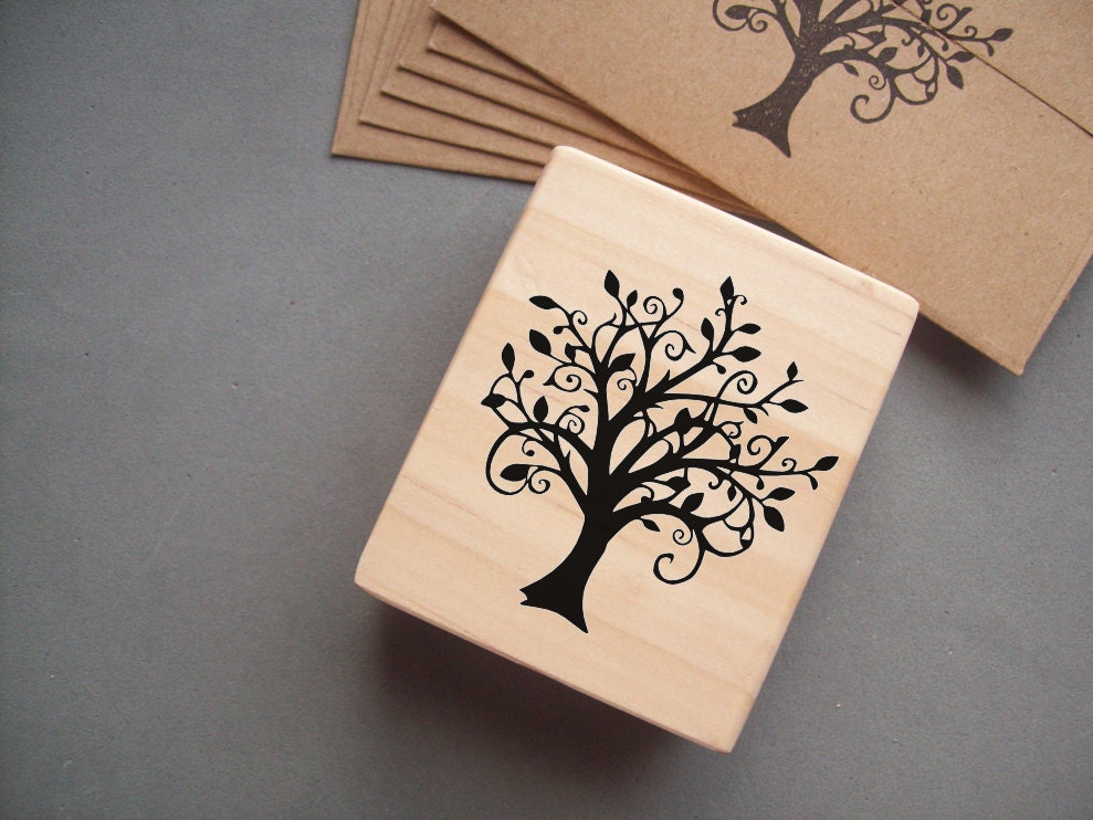 Tree Stamp Swirly Woodland Family Tree Rubber Stamp