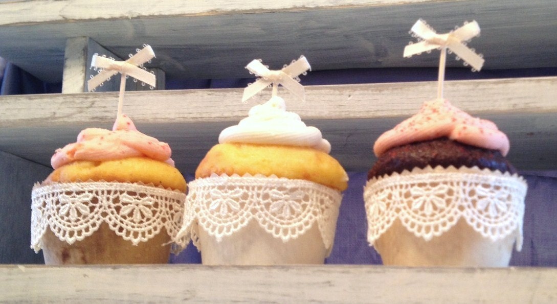 Lace Cupcake Liners Durable Rustic Elegant Fabric Wrapper