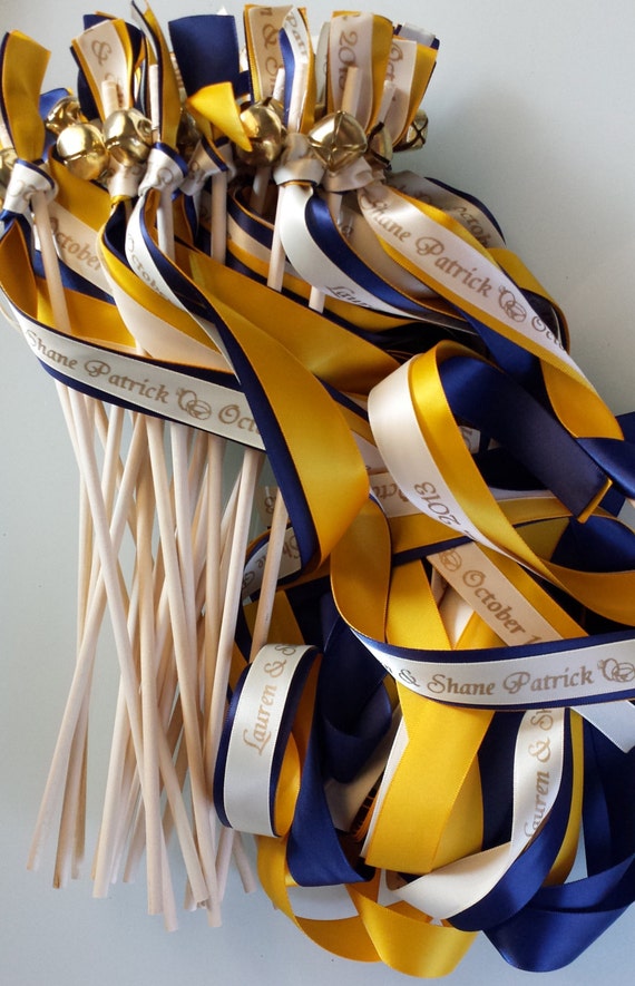 50 Personalized Wedding Wands colors Sticks With Bells Fall