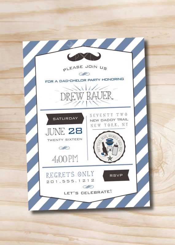 DAD-CHERLOR Man Shower BBQ Huggies and Chuggies Diaper Party Invitation - Printable Digital file or Printed Invitations Il_570xn