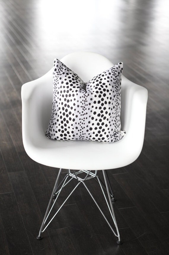 Snow Leopard Pillow Cover Dots Black White Gray Spots
