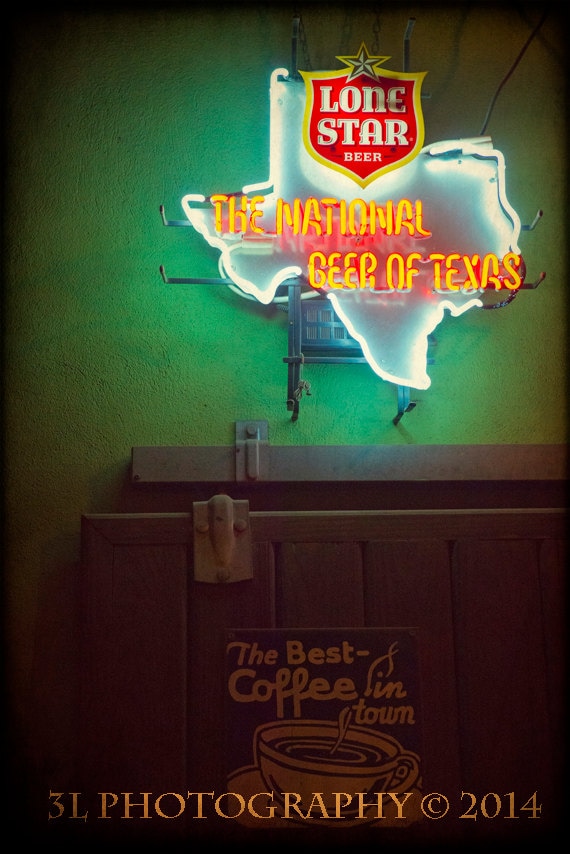 Austin Texas Photography Lone Star Beer Neon Sign Vintage