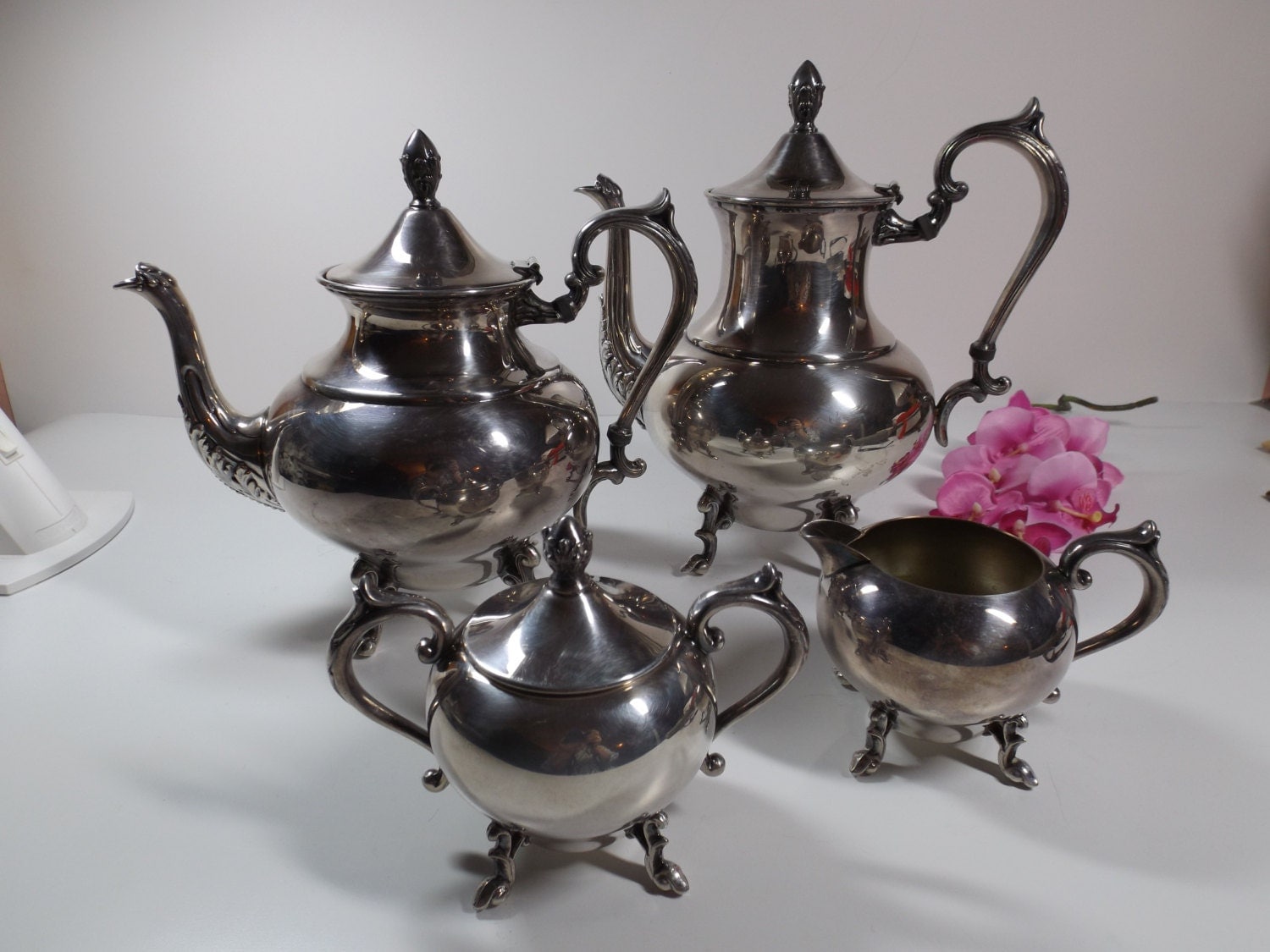 Silver plated on copper tea and coffee set holiday by HuntWithJoy