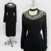 R E S E R V E D Vintage 40's 50's Film Noir Black Crepe Cut -Out Tulip Skirt Sequins Dress S M