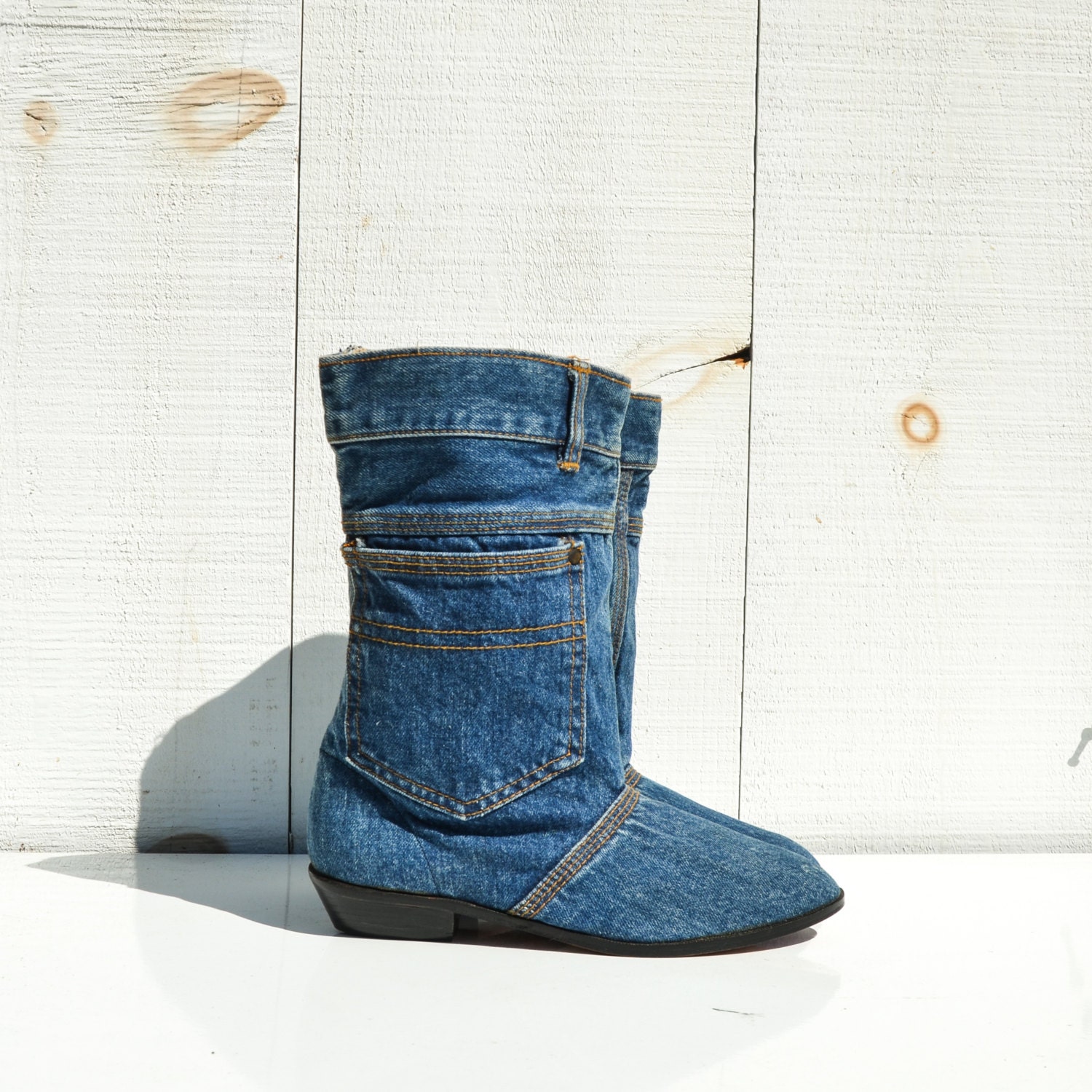 denim slouch boots