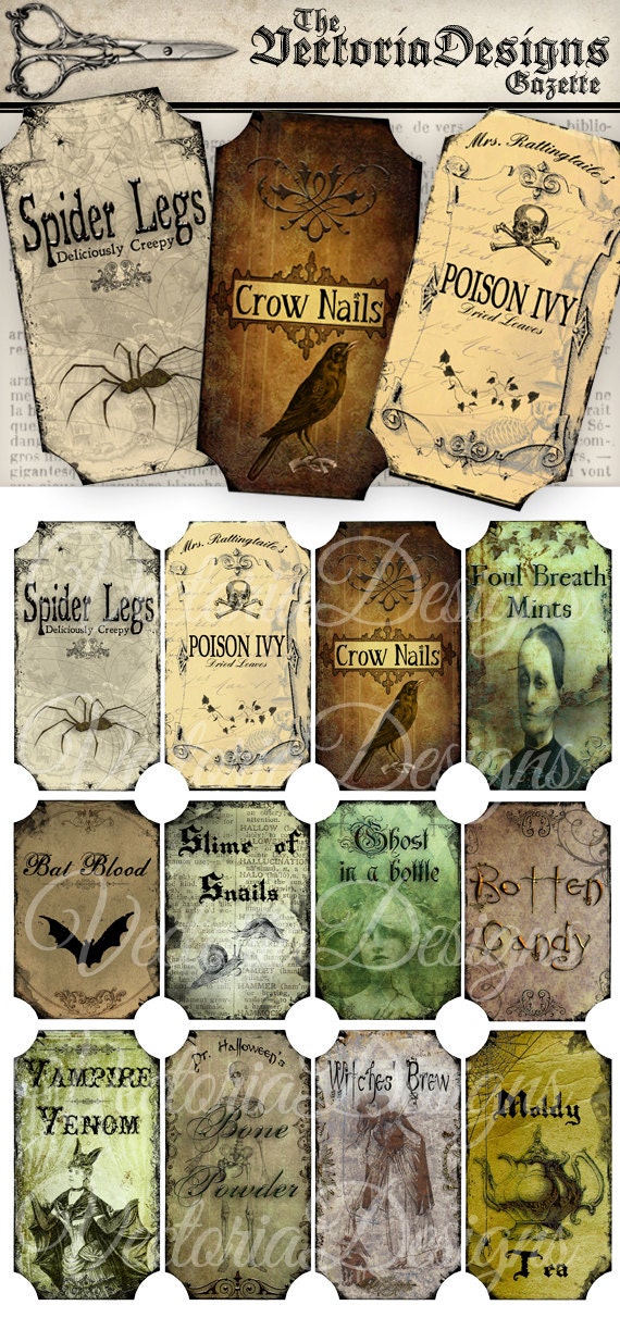 Halloween medicine bottle labels