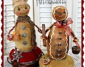 Primitive Snowman pattern, Gingerbread Pattern, Pin Cushion pattern, Cloth Doll Pattern, Christmas Pattern, Winter Thyme Pin Cushions