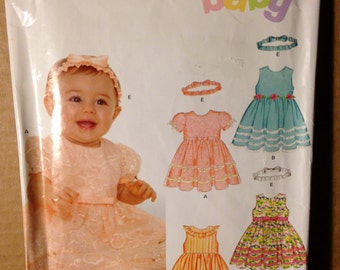 Simplicity New Look Baby Pattern 65 75 Babies Girls Dress  Headbands ...