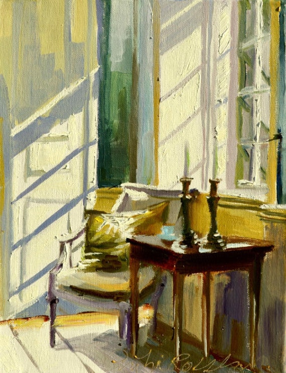 SUNLIT ROOM Art Print of Original Oil Painting Sunlit Room